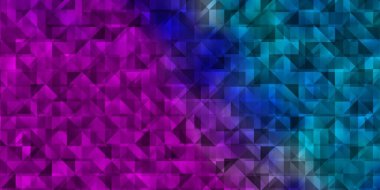 Açık pembe, çokgen şekilli mavi vektör deseni. Renkli üçgenlerin olduğu bir resim. Posterler ve afişler için en iyi tasarım.