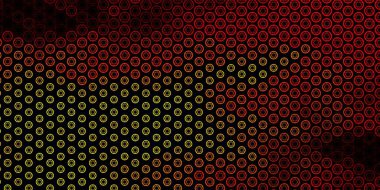 Esrarengiz sembollü koyu turuncu vektör arkaplanı. Sihirli ruhani güç işaretleri olan bir ilüzyon. En iyi tasarım Cadılar Bayramı olayları.