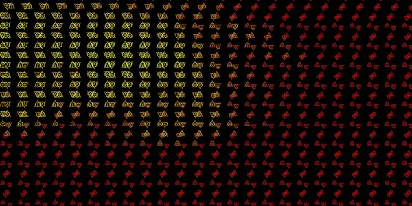 Темно Червоний Жовтий Векторний Візерунок Магічними Елементами Ретро Дизайн Абстрактному — стоковий вектор
