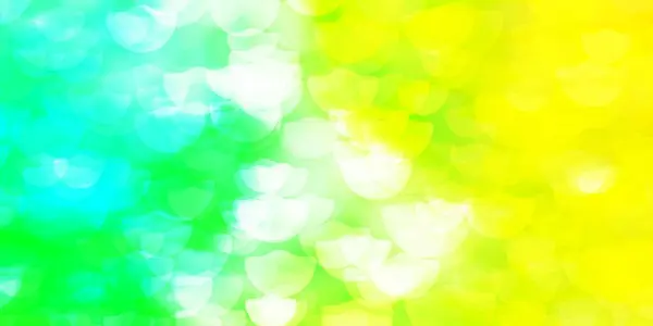 浅绿色 带球体的黄色矢量图案 用彩色的水滴闪烁着抽象的图解 窗帘图案 — 图库矢量图片