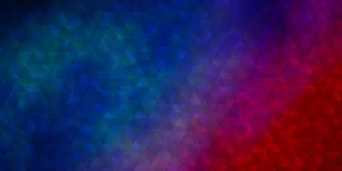 Açık mavi, çizgileri ve üçgenleri olan kırmızı vektör şablonu. Renkli eğimli üçgenlerin çizimi. İniş sayfaları için şablon.