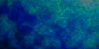 Çizgileri ve üçgenleri olan hafif Mavili vektör arka planı. Renkli üçgenli modern gradyan çizimi. Broşürler, broşürler için desen