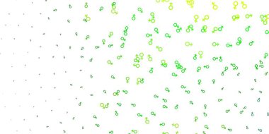 Açık yeşil, sarı vektör arkaplan ve kadın güç sembolleri. Modern stilde eğilim gösteren renkli feminizm sembolleri. Web siteniz için basit tasarım.