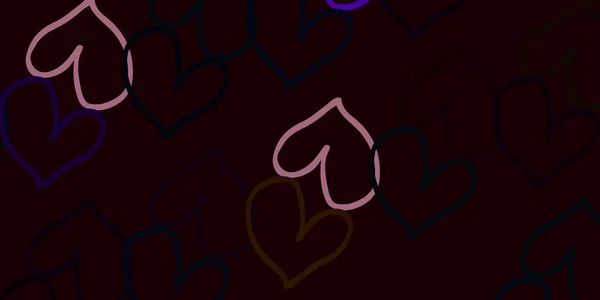 Světlé Vícebarevné Vektorové Pozadí Zářícími Srdci Ilustrace Srdcem Lásce Koncept — Stockový vektor
