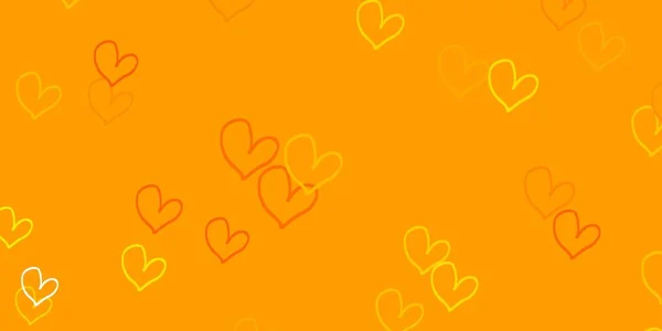 Светло Оранжевый Вектор Искушает Задумчивыми Сердцами Иллюстрация Сердечными Мыслями День — стоковый вектор