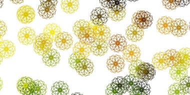 Açık yeşil, sarı vektör karalama arkaplanı ve çiçekler. Basit arka planda rengarenk soyut çiçekler. Yepyeni iş tasarımı.