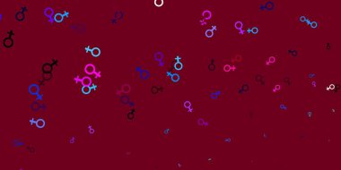 Açık mavi, üzerinde kadın güç sembolleri olan kırmızı vektör arkaplanı. Kadınların güç ve güç göstergelerini gösteren bir ilüzyon. Kadınların gücünü göstermek için en iyi tasarım..