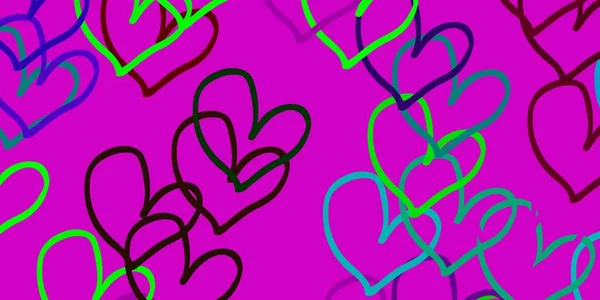 Светлый Многоцветный Векторный Фон Сердцами Декоративная Сияющая Иллюстрация Сердцами Абстрактном — стоковый вектор