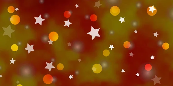 Světle Oranžový Vektorový Obrazec Kruhy Hvězdami Ilustrace Množinou Barevných Abstraktních — Stockový vektor