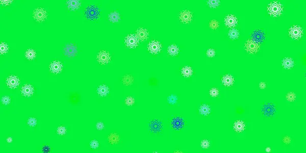 Ανοιχτό Μπλε Πράσινο Διάνυσμα Doodle Πρότυπο Λουλούδια Αφηρημένη Εικονογράφηση Λουλούδια — Διανυσματικό Αρχείο