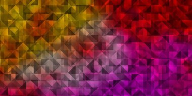 Açık pembe, çokgen şekilli sarı vektör deseni. Renkli üçgenlerin olduğu bir resim. Duvar kağıtları için şablon.
