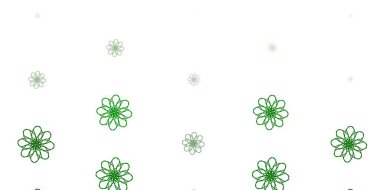 Açık yeşil vektör çiçekli doğal arkaplan. Basit arka planda rengarenk soyut çiçekler. Broşürler ve kitaplar için akıllı tasarım.