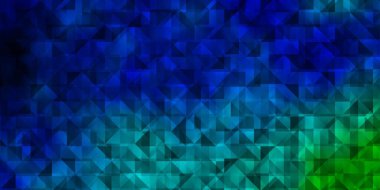 Açık mavi, üçgenli yeşil vektör arkaplan. Soyut üçgenli dekoratif tasarım. Reklamlar için desen.