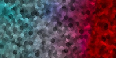 Açık mavi, altıgenli kırmızı vektör arkaplan. Altıgen tarzda ışıldayan soyut çizimler. Marka kitabınız için yeni şablon.