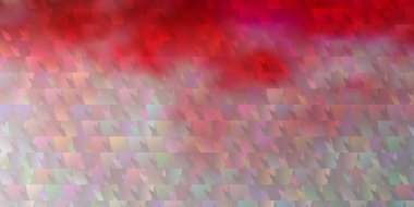 Açık Pembe, kırmızı vektör arka planı ve çokgen tarzı. Renkli üçgenlerin olduğu bir resim. Broşürler, broşürler için desen