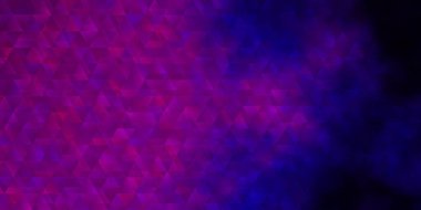 Çizgileri ve üçgenleri olan koyu mor vektör düzeni. Renkli eğimli üçgenlerin çizimi. İniş sayfaları için şablon.