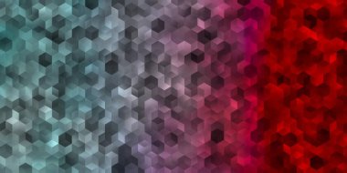 Açık mavi, altıgenli kırmızı vektör arkaplan. Altıgen tarzda ışıldayan soyut çizimler. Marka kitabınız için yeni şablon.