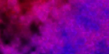 Kristalleri ve üçgenleri olan açık mor bir vektör şablonu. Renkli üçgenlerin olduğu bir resim. Terfileriniz için tasarım.