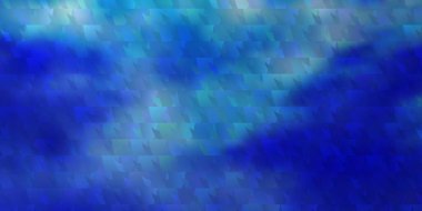 Çizgiler ve üçgenlerle ışık Mavisi vektör düzeni. Soyut arkaplanda renkli eğimli üçgenler. Broşürler, broşürler için desen