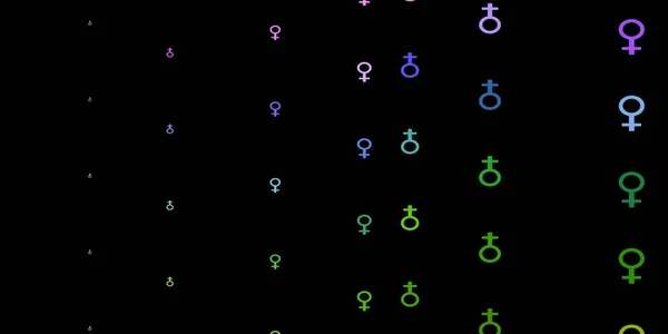 Donkere Multicolor Vector Achtergrond Met Vrouw Macht Symbolen Illustratie Met — Stockvector