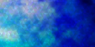 Açık pembe, çokgen şekilli mavi vektör deseni. Üçgen şekilli ışıltılı soyut çizimler. İniş sayfaları için şablon.