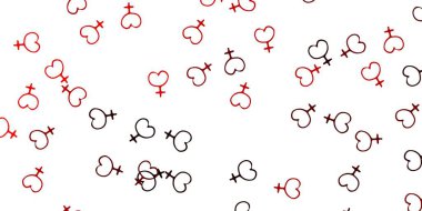 Kadın sembollü açık turuncu vektör arka planı. Modern stilde eğilim gösteren renkli feminizm sembolleri. Web siteniz için basit tasarım.