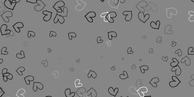 Tatlı kalpli hafif gri vektör arkaplanı. Soyut şablondaki kalplerle dekoratif, parlak bir illüstrasyon. Sevgililer Günü ilanı, afişi, afişi için tasarım.