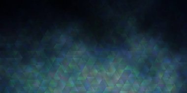 Çizgileri ve üçgenleri olan koyu mavi vektör arkaplan. Renkli üçgenli modern gradyan çizimi. Broşürler, broşürler için desen