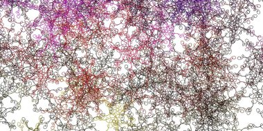 Açık Pembe, dairesel yay ile sarı vektör arkaplan. Rengarenk çizgileri ve şekilleri olan parlak bir örnek. İş broşürleri, broşürler için desen