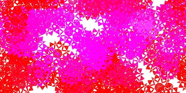 Светло Розовый Векторный Узор Цветными Снежинками Градиентная Красочная Иллюстрация Элементами — стоковый вектор