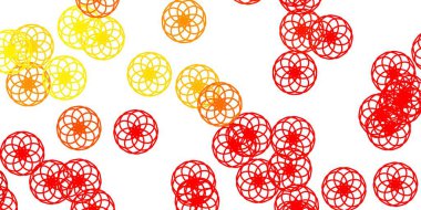 Açık Kırmızı, daireli sarı vektör şablonu. Basit gradyan arkaplandaki soyut renkli diskler. Bir marka kitabı için yeni şablon.