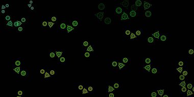 Koyu yeşil, gizli sembollü sarı vektör arkaplan. Cadılık formlarıyla soyut tarzda geçmişe dönük tasarım. Gizemli, mistik tasarımlar için arkaplan.