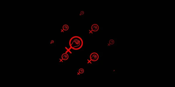 Σκούρο Κόκκινο Διάνυσμα Φόντο Γυναικεία Σύμβολα Πολύχρωμη Απεικόνιση Κλιμακωτά Σχήματα — Διανυσματικό Αρχείο