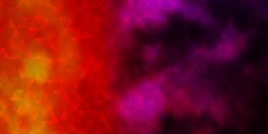 Açık pembe, üçgenli sarı vektör arkaplan. Renkli üçgenlerin olduğu bir resim. Terfileriniz için tasarım.