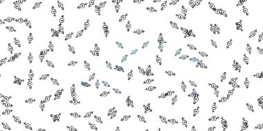 Açık mavi, üzerinde kadın güç sembolleri olan yeşil vektör arkaplan. Modern stilde eğilim gösteren renkli feminizm sembolleri. Duvar kağıtları için zarif tasarım.