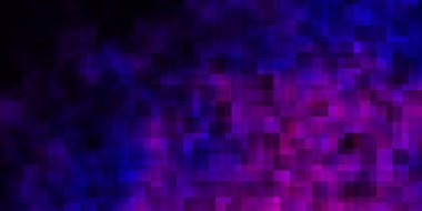 Koyu mor, kare şeklinde pembe vektör deseni. Gradyan dikdörtgenleri ve kareleri olan renkli çizimler. Reklamınız, posteriniz, afişiniz için en iyi tasarım.