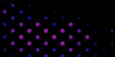 Covid-19 sembollü koyu mor vektör arkaplan. Biyolojik değişim şekilli soyut çizimler. Tehlike ateşine karşı basit çizim.