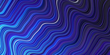 Kıvrımlı koyu mavi vektör düzeni. Eğimli renkli geometrik örnekler var. Terfileriniz için akıllı tasarım.