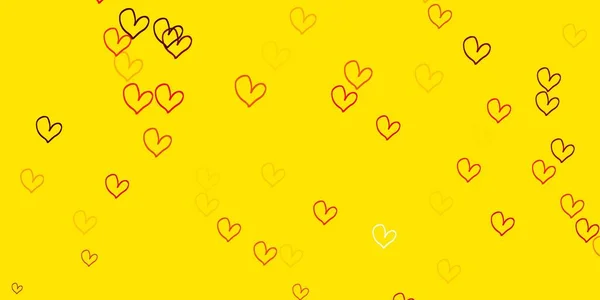 Hellrotes Gelbes Vektormuster Mit Bunten Herzen Illustration Mit Verliebten Herzen — Stockvektor
