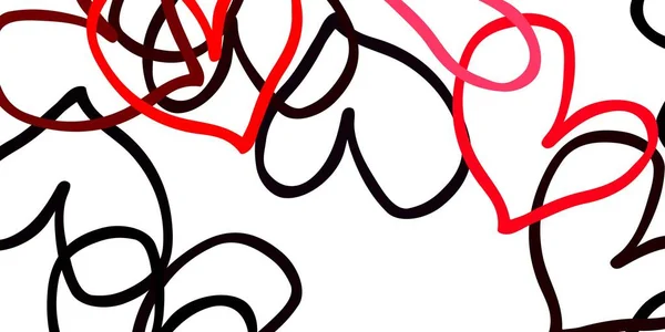 Rose Clair Fond Vectoriel Rouge Avec Des Cœurs Brillants Illustration — Image vectorielle