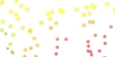 Açık Kırmızı, sarı vektör karalama arkaplanı ve çiçekler. Soyut arka planda gradyan çiçekleri olan modern tasarım. Paketleme için akıllı tasarım, duvar kağıtları.