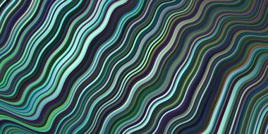 Açık mavi, eğri çizgileri olan yeşil vektör şablonu. Eğilimli soyut bir çizim. Markan için yeni kompozisyon.