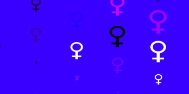 Açık Mor, kadın hakları sembollü pembe vektör dokusu. Değişken feminizm şekilli renkli bir illüstrasyon. Cep telefonları için arka plan.