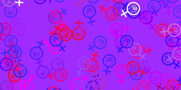Ljusblå Röd Vektorstruktur Med Kvinnorättssymboler Färgglada Feminism Symboler Med Lutning — Stock vektor