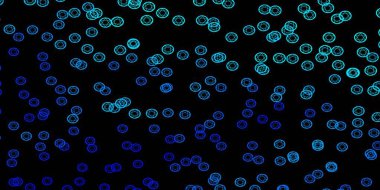 Din sembollü koyu mavi vektör dokusu. Cadılık formlarıyla soyut tarzda geçmişe dönük tasarım. Gizemli, mistik tasarımlar için arkaplan.