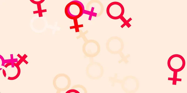 女性のシンボルとライトレッドベクトルの背景 女性の力を描いた抽象的なイラスト あなたのウェブサイトのためのシンプルなデザイン — ストックベクタ