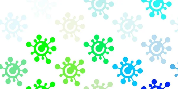 Světle Modré Zelené Vektorové Pozadí Symboly Viru Barevná Abstraktní Ilustrace — Stockový vektor