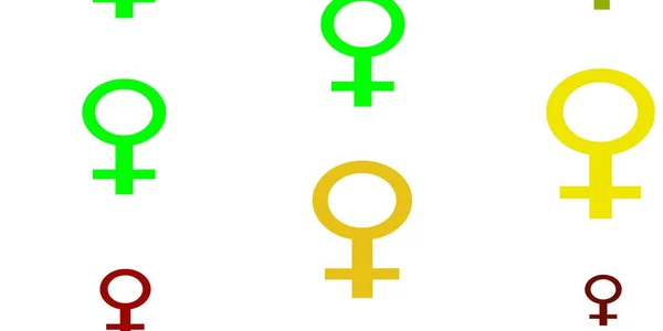 Verde Claro Plantilla Vector Amarillo Con Signos Mujer Negocios Coloridos — Vector de stock