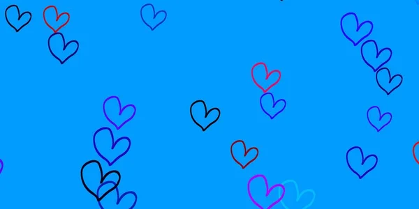 Ανοιχτό Μπλε Κόκκινο Διάνυσμα Φόντο Γλυκές Καρδιές Όμορφη Έγχρωμη Απεικόνιση — Διανυσματικό Αρχείο