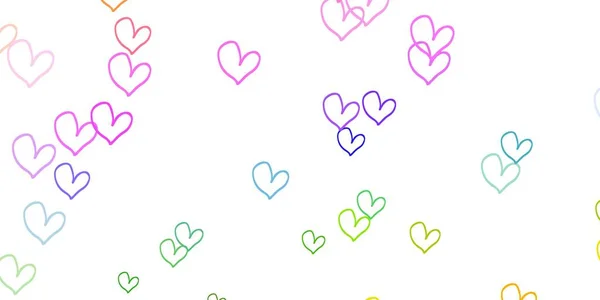 Textura Vectorial Multicolor Claro Con Corazones Encantadores Diseño Decorativo Borroso — Archivo Imágenes Vectoriales